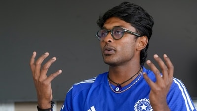 Sai Sudharsan addresses a press conference ahead of the first unofficial four-day Test cricket match between India A and South Africa A. (PTI)