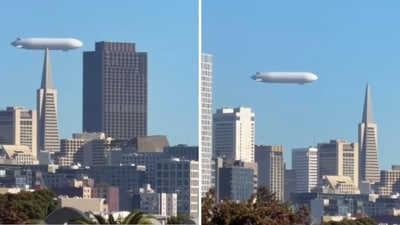 The huge white-coloured airship took San Francisco residents by surprise. (Screengrab)
