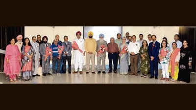 Students of 1975 MBA batch of Punjab Agricultural University’s College of Business Studies reconnected with each other and met current faculty in Ludhiana on Wednesday. (Manish/HT) Students of 1975 MBA batch of Punjab Agricultural University’s College of Business Studies reconnected with each other and met current faculty in Ludhiana on Wednesday. (Manish/HT)