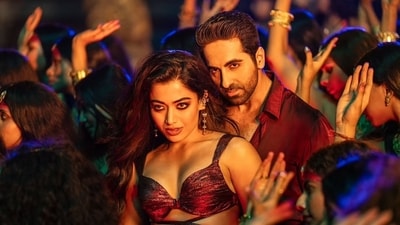 Thamma worldwide box office collection day 8: Rashmika Mandanna and Ayushmann Khurrana in a still from the film. Thamma worldwide box office collection day 8: Rashmika Mandanna and Ayushmann Khurrana in a still from the film.