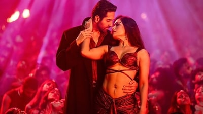 Thamma box office collection day 9: Ayushmann Khurrana and Rashmika Mandanna in a still from the film. Thamma box office collection day 9: Ayushmann Khurrana and Rashmika Mandanna in a still from the film.
