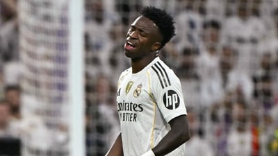 Real Madrid's Brazilian forward #07 Vinicius Junior reacts as he is substituted against Barcelona. (AFP) Real Madrid's Brazilian forward #07 Vinicius Junior reacts as he is substituted against Barcelona. (AFP)