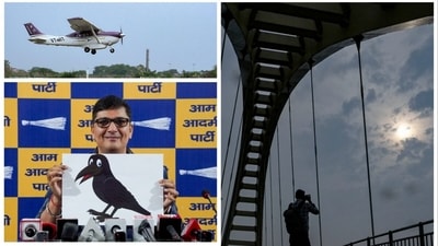 AAP's Saurabh Bharadwaj hit out at the BJP-led Delhi govt over the cloud seeding trial that failed to bring artificial rain (Raj K Raj/Hindustan Times, AP and PTI) AAP's Saurabh Bharadwaj hit out at the BJP-led Delhi govt over the cloud seeding trial that failed to bring artificial rain (Raj K Raj/Hindustan Times, AP and PTI)