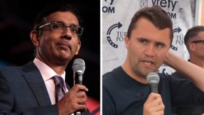 Dinesh D'Souza shares texts from Charlie Kirk ripping him for debating Nick Fuentes (@DineshDSouza/X, charliekirk1776/Instagram) Dinesh D'Souza shares texts from Charlie Kirk ripping him for debating Nick Fuentes (@DineshDSouza/X, charliekirk1776/Instagram)