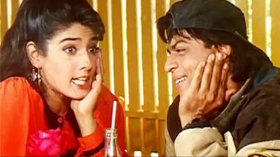 Raveena Tandon and Shah Rukh Khan