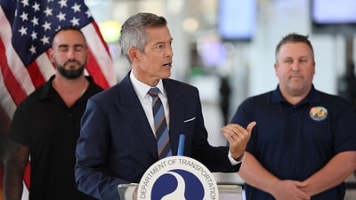 Transportation Secretary Sean Duffy is also proposing to prohibit Mexican passenger airlines from transporting belly cargo between Juarez and the United States, which would take effect in about three months if finalized. (Getty Images via AFP) Transportation Secretary Sean Duffy is also proposing to prohibit Mexican passenger airlines from transporting belly cargo between Juarez and the United States, which would take effect in about three months if finalized. (Getty Images via AFP)