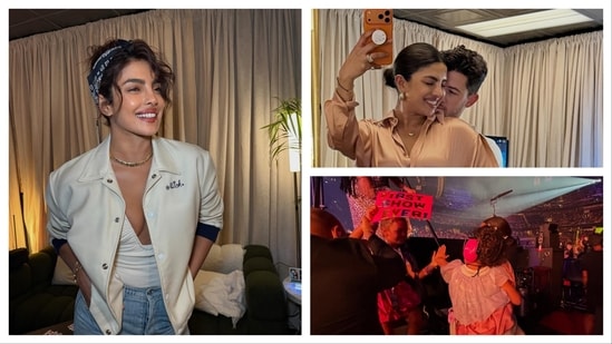 Priyanka Chopra attended Jonas Bros' performance at the World Series Game 2 on Saturday.