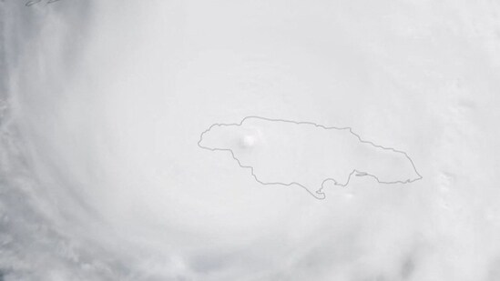 A satellite view shows Hurricane Melissa crossing Jamaica after making landfall, October 28, 2025, in this screengrab from satellite footage. CSU/CIRA & NOAA/Handout via REUTERS THIS IMAGE HAS BEEN SUPPLIED BY A THIRD PARTY. MANDATORY CREDIT. LABEL FROM SOURCE(via REUTERS)