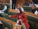 Bharatiya Janata Party (BJP) Legislative from Kistwar Shagun Parihar during J&K assembly session in Srinagar on Wednesday. (Waseem Andrabi/HT) Bharatiya Janata Party (BJP) Legislative from Kistwar Shagun Parihar during J&K assembly session in Srinagar on Wednesday. (Waseem Andrabi/HT)