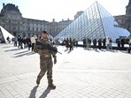 A soldier patrols in courtyard of the Louvre museum, Thursday, Oct. 30, 2025 in Paris. A soldier patrols in courtyard of the Louvre museum, Thursday, Oct. 30, 2025 in Paris.
