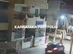 Screengrab of the CCTV footage shared on social media showing the exact moment when the scooter was hit by the car. Screengrab of the CCTV footage shared on social media showing the exact moment when the scooter was hit by the car.