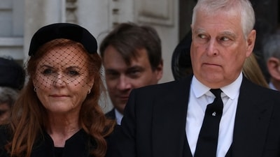 Britain's Prince Andrew and his former wife, Sarah Ferguson, Duchess of York, at Westminster Cathedral. (REUTERS)