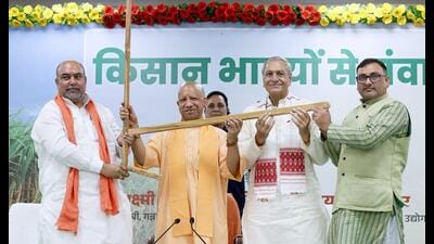 CM Yogi Adityanath during an interaction with farmers from across UP at his residence in Lucknow on Thursday. (Sourced) CM Yogi Adityanath during an interaction with farmers from across UP at his residence in Lucknow on Thursday. (Sourced)