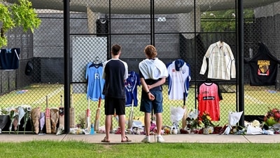 Tributes were seen at the cricket nets after the 17-year-old cricketer died in Melbourne on Tuesday. (AFP) Tributes were seen at the cricket nets after the 17-year-old cricketer died in Melbourne on Tuesday. (AFP)