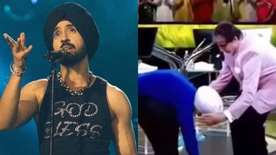 Diljit Dosanjh looks unfazed by SFJ's threats to disrupt his Australia concert for touching Amitabh Bachchan's feet in KBC 17. Diljit Dosanjh looks unfazed by SFJ's threats to disrupt his Australia concert for touching Amitabh Bachchan's feet in KBC 17.