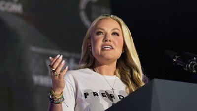 Erika Kirk speaks during a "This Is the Turning Point" campus tour event at the University of Mississippi (AP) Erika Kirk speaks during a "This Is the Turning Point" campus tour event at the University of Mississippi (AP)
