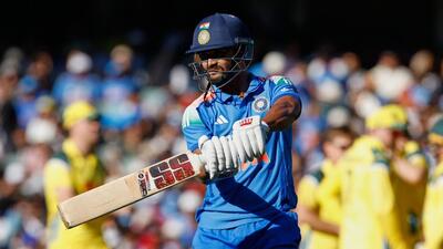 India's Nitish Kumar Reddy reacts as he walks from the field after he was dismissed during the ODI against Australia in Adelaide. (AP) India's Nitish Kumar Reddy reacts as he walks from the field after he was dismissed during the ODI against Australia in Adelaide. (AP)
