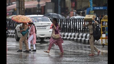 It rained through the day sending the mercury on a run south in Lucknow, on Thursday (Deepak Gupta/HT) It rained through the day sending the mercury on a run south in Lucknow, on Thursday (Deepak Gupta/HT)