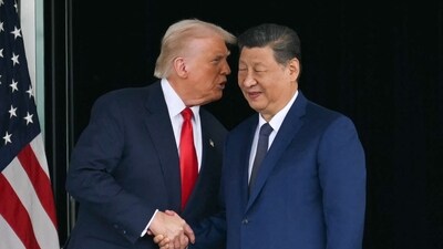 US President Donald Trump and Chinese leader Xi Jinping met face-to-face in Busan on Thursday for the first time since 2019. (AFP)