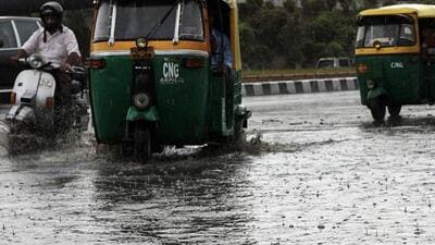 Waterlogging after a short spell of rain in New Delhi. (HT Photo) Waterlogging after a short spell of rain in New Delhi. (HT Photo)