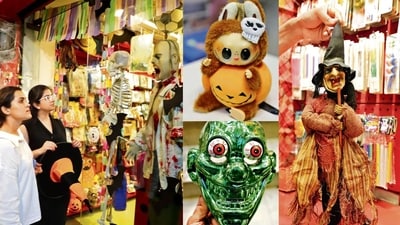 From costumes to hangings, masks to décor, Delhi-NCR markets are brimming with Halloween party essentials this season. (Photos: Shantanu Bhattacharya/HT) From costumes to hangings, masks to décor, Delhi-NCR markets are brimming with Halloween party essentials this season. (Photos: Shantanu Bhattacharya/HT)