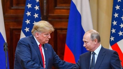 US President Donald Trump (L) and Russia's President Vladimir Putin shake hands before attending a joint press conference. (File image) (AFP) US President Donald Trump (L) and Russia's President Vladimir Putin shake hands before attending a joint press conference. (File image) (AFP)