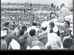 Sardar Patel addresses a rally in New Delhi in 1949. Sardar Patel addresses a rally in New Delhi in 1949.