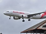 An Air Arabia aircraft prepares to land at Thiruvananthapuram International Airport, Kerala, Tuesday, Aug. 12, 2025.