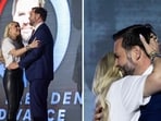 Erika Kirk and US Vice President JD Vance embracing during an event on the campus of the University of Mississippi. (AFP)