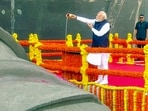 Prime Minister Narendra Modi pays tribute to the country's first home minister Sardar Vallabhbhai Patel on his 150th birth anniversary, at the Statue of Unity, Kevadia, in Narmada district of Gujarat. 