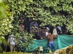 The SIT during an examination at a site in Dharmasthala in July. (PTI)