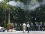 The current misting system in Dwarka. (HT Photo) The current misting system in Dwarka. (HT Photo)