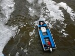 The foam on the Yamuna is a sign of pollution. (Sunil Ghosh/HT Photo) The foam on the Yamuna is a sign of pollution. (Sunil Ghosh/HT Photo)