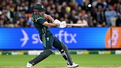 Mitchell Marsh ensured there were no hiccups for his team, getting set before exploding with some big sixes off pace and spin alike. His 46(26) opening made it a formality. (AFP) Mitchell Marsh ensured there were no hiccups for his team, getting set before exploding with some big sixes off pace and spin alike. His 46(26) opening made it a formality. (AFP)
