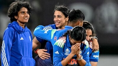 Jemimah Rodrigues breaks down following India's victory against Australia. (AFP) Jemimah Rodrigues breaks down following India's victory against Australia. (AFP)