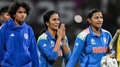 Jemimah Rodrigues (C) gestures as she celebrates India's win in the World Cup semi-final against Australia. (AFP) Jemimah Rodrigues (C) gestures as she celebrates India's win in the World Cup semi-final against Australia. (AFP)