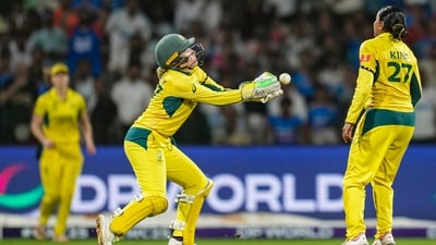 Alyssa Healy drops a catch of Jemimah Rodrigues on 82. Rodrigues would go on to score a match-winning 127*. (PTI) Alyssa Healy drops a catch of Jemimah Rodrigues on 82. Rodrigues would go on to score a match-winning 127*. (PTI)