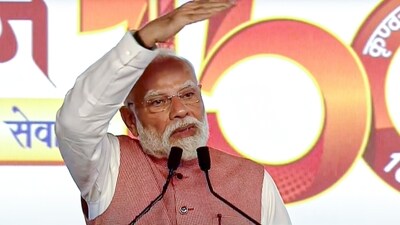 Prime Minister Narendra Modi addresses the gathering during International Arya Mahasammelan 2025, in New Delhi. (PTI)