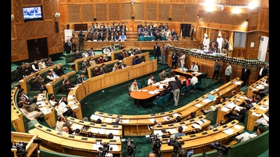 Proceedings underway in the Jammu and Kashmir legislative assembly in Srinagar on Friday. (ANI) Proceedings underway in the Jammu and Kashmir legislative assembly in Srinagar on Friday. (ANI)