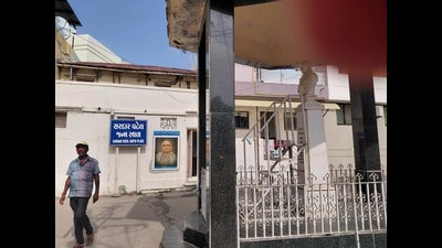 Sardar Vallabhbhai Patel’s house in Nadiad where he was born on October 31, 1875, with a bust of Mahatma Gandhi in the courtyard. (HT) Sardar Vallabhbhai Patel’s house in Nadiad where he was born on October 31, 1875, with a bust of Mahatma Gandhi in the courtyard. (HT)