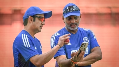 Gautam Gambhir along with Sitanshu Kotak, Coaches of Indian Cricket team during a practice session. (Hindustan Times) Gautam Gambhir along with Sitanshu Kotak, Coaches of Indian Cricket team during a practice session. (Hindustan Times)