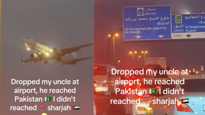Caught in traffic, the man joked that his uncle’s plane had landed in Pakistan. (@zararazeemcheema/Instagram) Caught in traffic, the man joked that his uncle’s plane had landed in Pakistan. (@zararazeemcheema/Instagram)