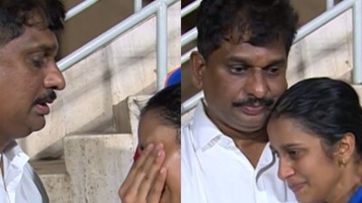 Jemimah interacts with father post win against Australia. (Screengrabs - Star Sports X) Jemimah interacts with father post win against Australia. (Screengrabs - Star Sports X)