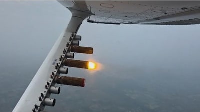 Video grab of the aircraft that was used to carry out the cloud seeding activity. (AP)