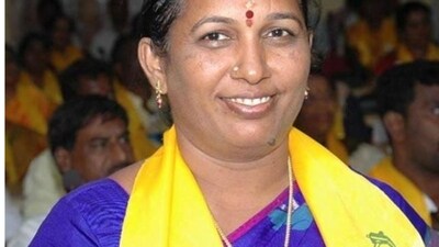 Anuradha belonged to the Telugu Desam Party (TDP). (X) Anuradha belonged to the Telugu Desam Party (TDP). (X)