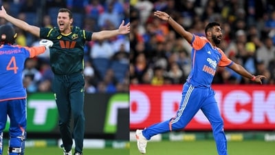 Josh Hazlewood and Jasprit Bumrah (HT) Josh Hazlewood and Jasprit Bumrah (HT)