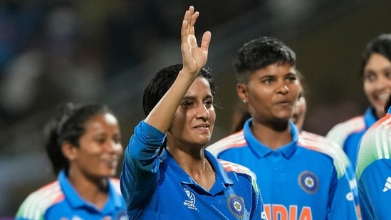 India's Jemimah Rodrigues celebrates after winning the Women's Cricket World Cup semi-final against Australia. (AP)