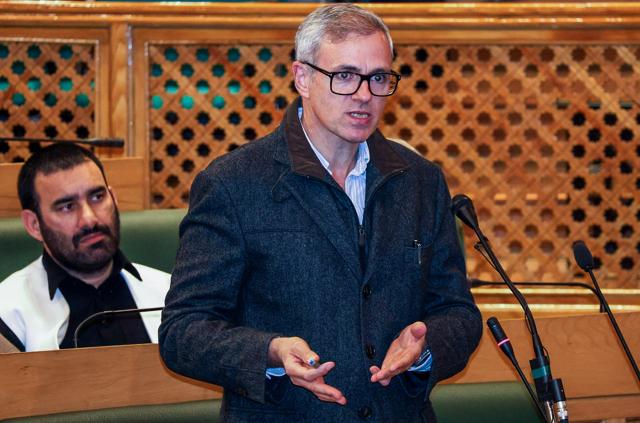 Jammu and Kashmir chief minister Omar Abdullah speaks in the legislative assembly during the end of the autumn session in Srinagar on Friday. (ANI) Jammu and Kashmir chief minister Omar Abdullah speaks in the legislative assembly during the end of the autumn session in Srinagar on Friday. (ANI)
