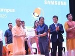 CM Yogi Adityanath during the certificate distribution ceremony of Samsung Innovation Campus. (HT) CM Yogi Adityanath during the certificate distribution ceremony of Samsung Innovation Campus. (HT)