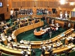 Proceedings underway in the Jammu and Kashmir legislative assembly in Srinagar on Friday. (ANI) Proceedings underway in the Jammu and Kashmir legislative assembly in Srinagar on Friday. (ANI)